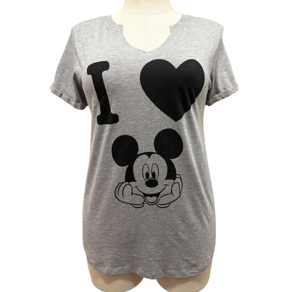 Torrid 00 (10) Disney I Love Mickey Mouse Notch Neck Graphic Jersey T Shirt New